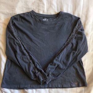 Boxy long sleeve crew neck with sleeve detail